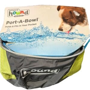 Outward Hound Port-A-Bowl 48oz. Medium Green/Gray 6" x 6" x 3.5" Set Of Two